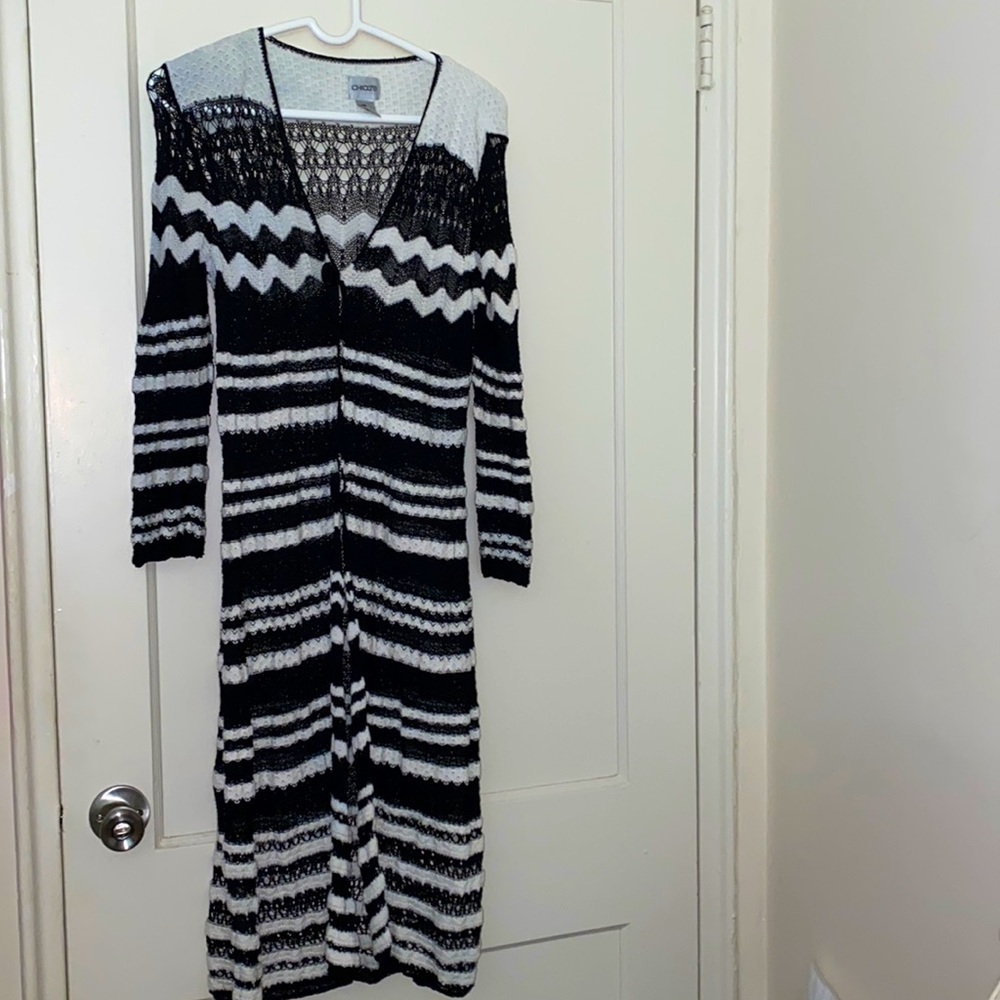 Chicos white & black long cardigan size: 2